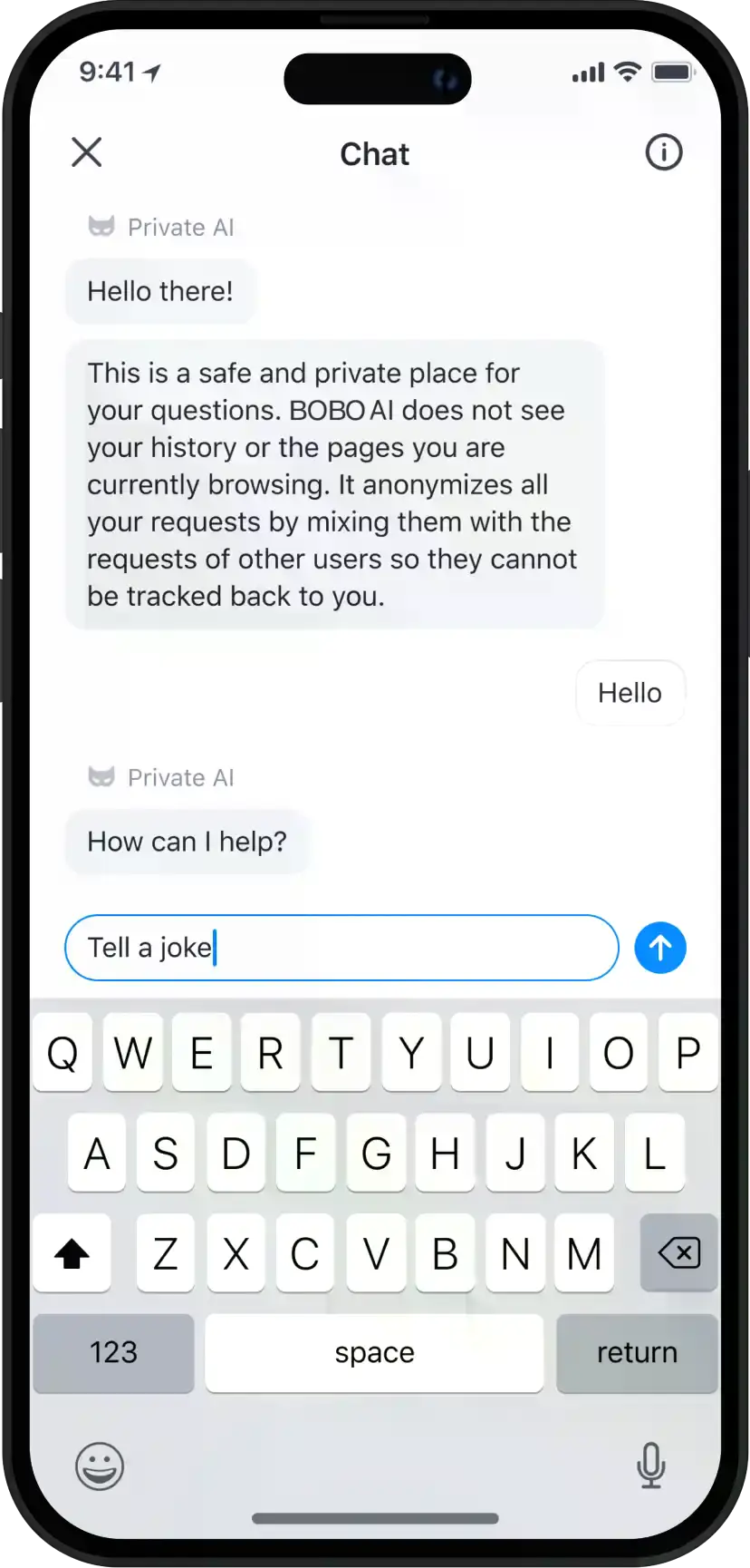 Private AI dialog example